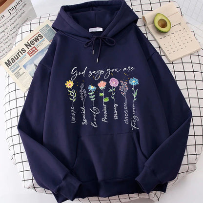 Buy Fashion “God Says You Are Unique” Flower Print Casual Top