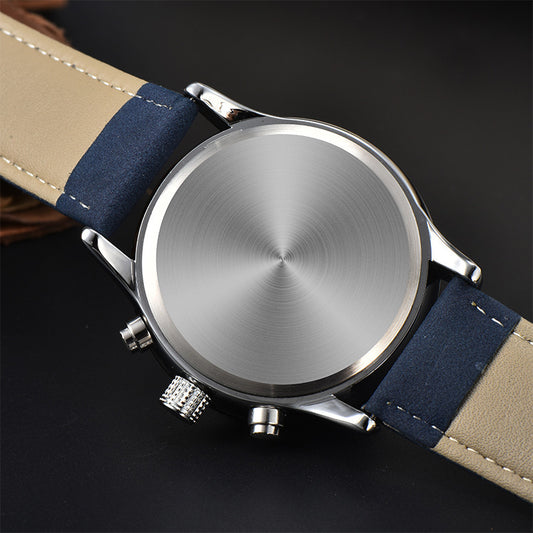 Men’s Fashion Calendar Leather-Strap Quartz Watch Business