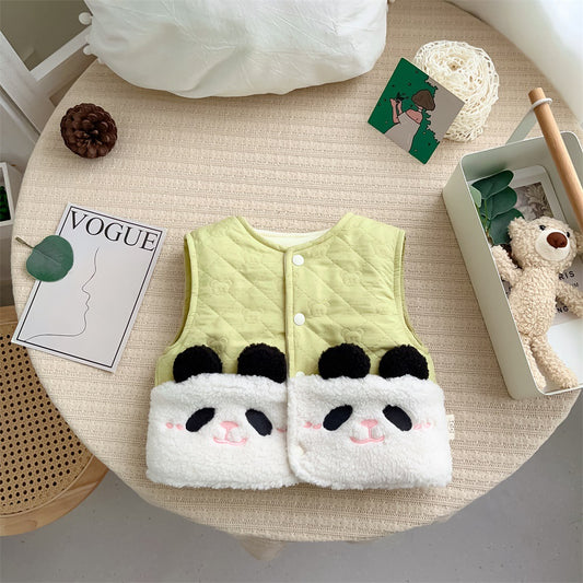 Children’s Cartoon Fleece Vest Windproof Thick Winter Jacket