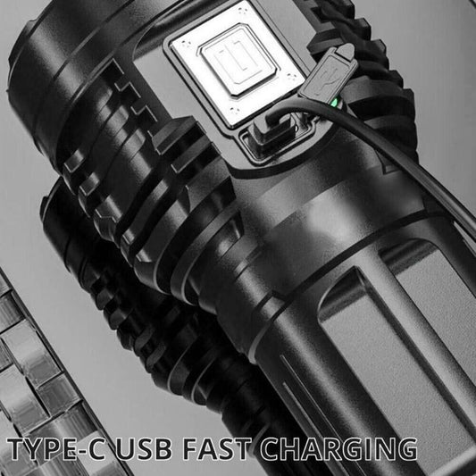 30W Super Bright LED Torch USB Rechargeable Flashlight Pro