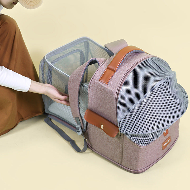 Portable Breathable Cat Backpack Large Capacity Expandable