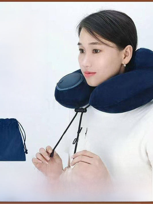 Press-Type Inflatable U-Shaped Travel Neck Pillow Comfort
