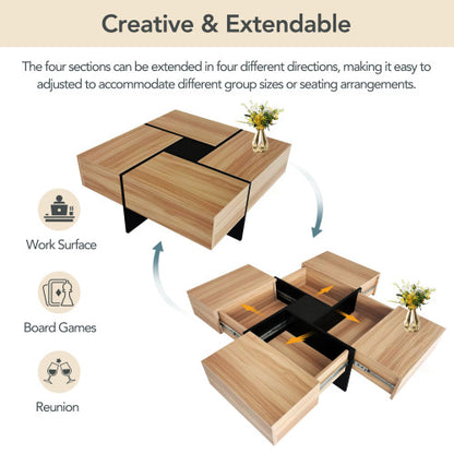Buy Modern Coffee Table with 4 Hidden Storage Compartments Design