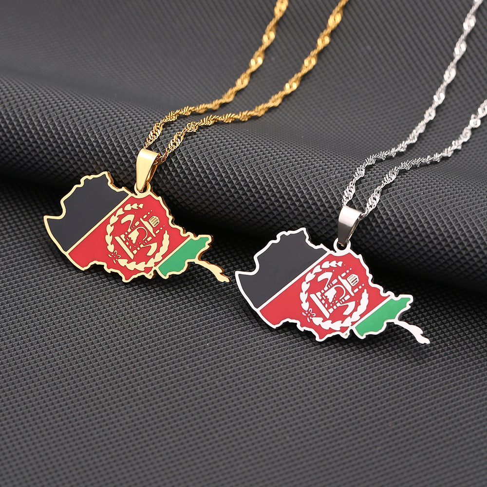 Afghanistan Map Pendant Necklace