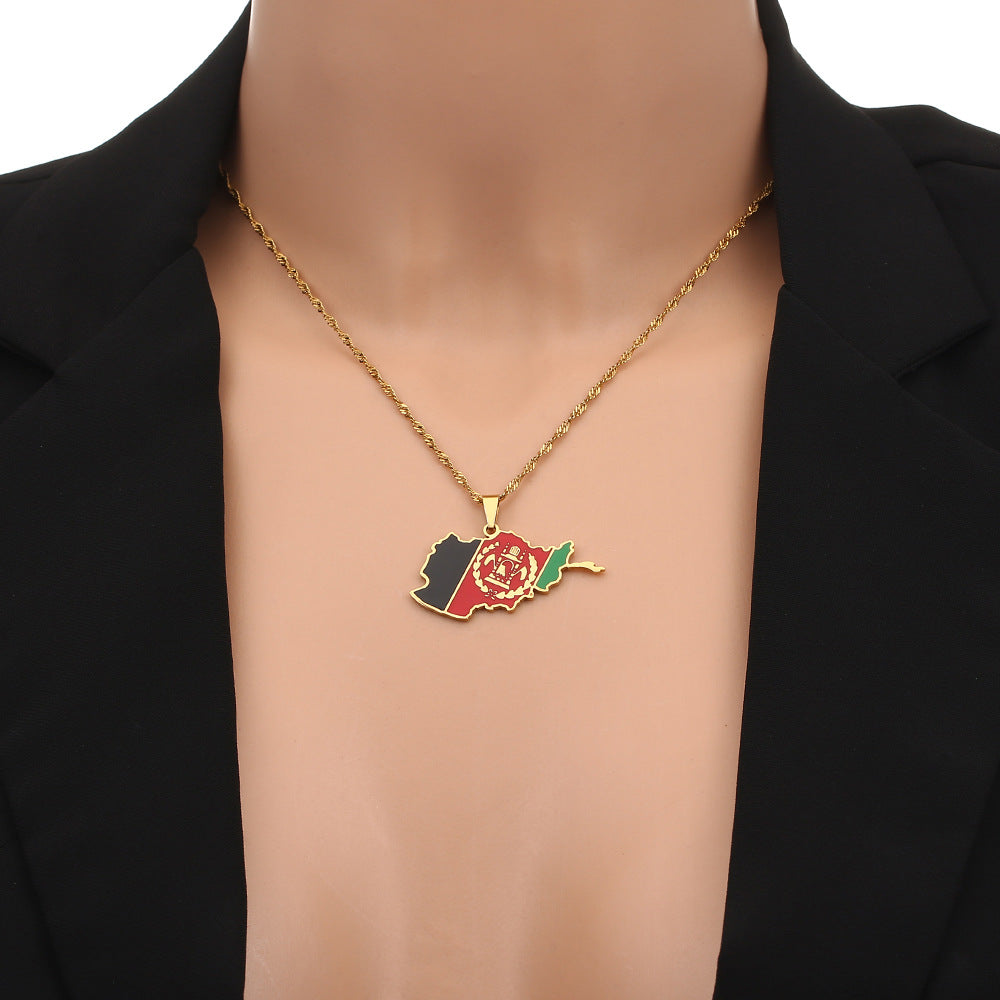 Afghanistan Map Pendant Necklace