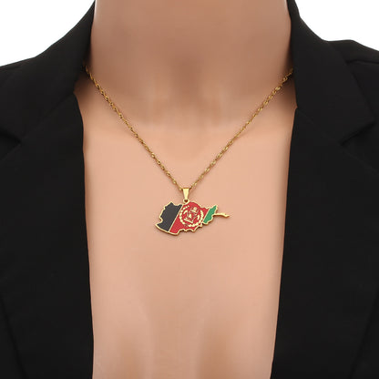 Afghanistan Map Pendant Necklace