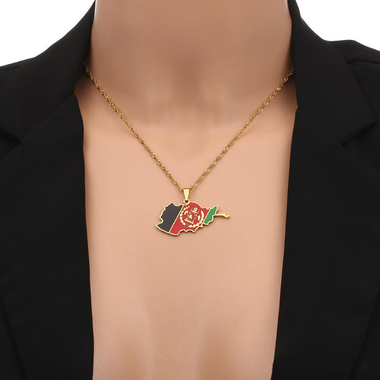 Afghanistan Map Pendant Necklace
