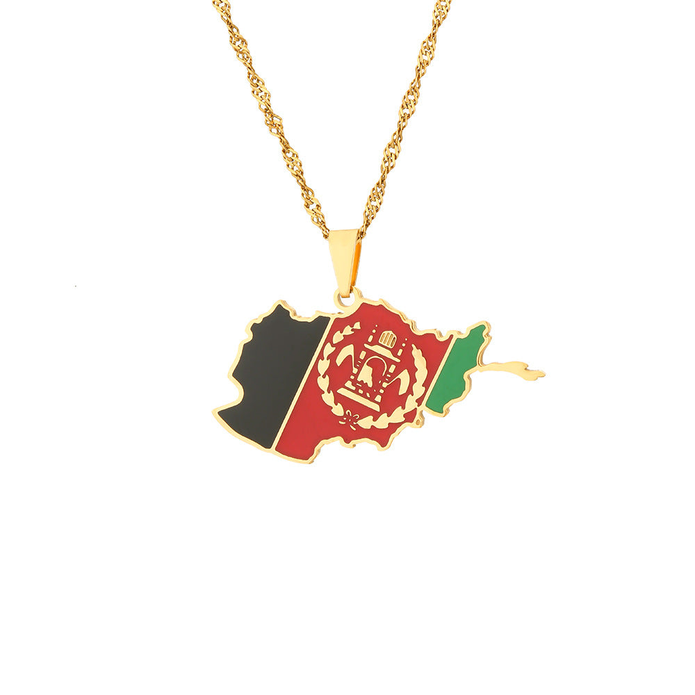 Afghanistan Map Pendant Necklace