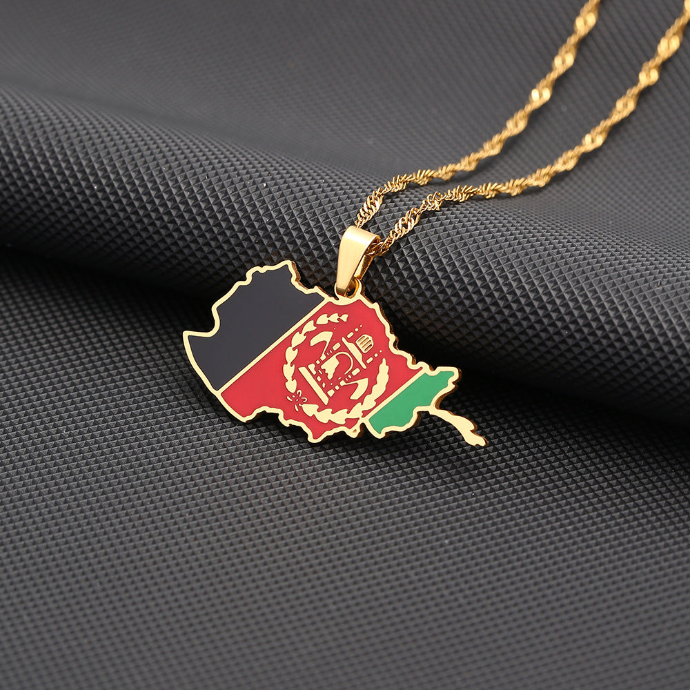Afghanistan Map Pendant Necklace