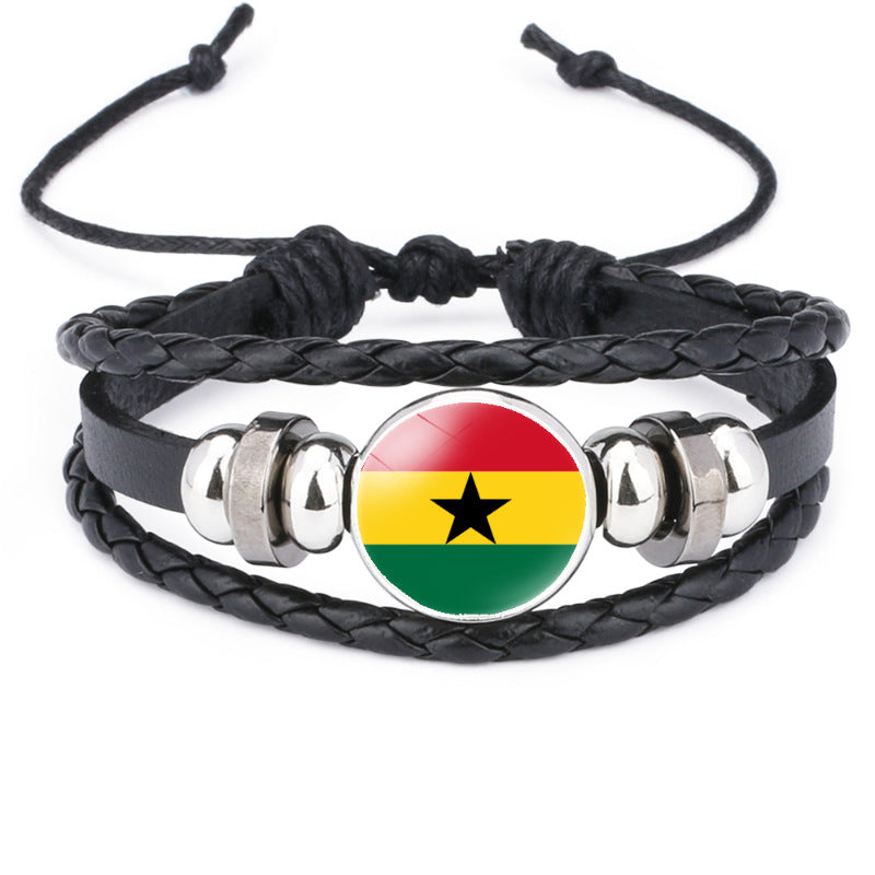 African National Flag Leather Bracelet