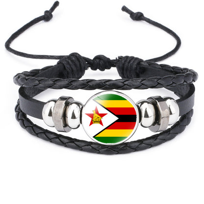 African National Flag Leather Bracelet