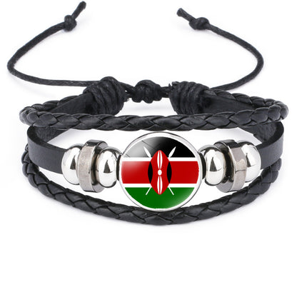 African National Flag Leather Bracelet