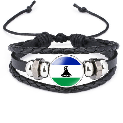 African National Flag Leather Bracelet