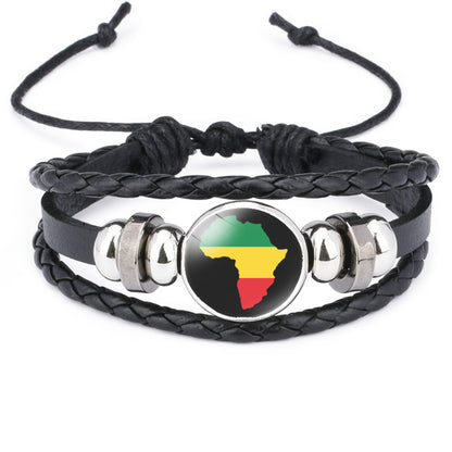 African National Flag Leather Bracelet