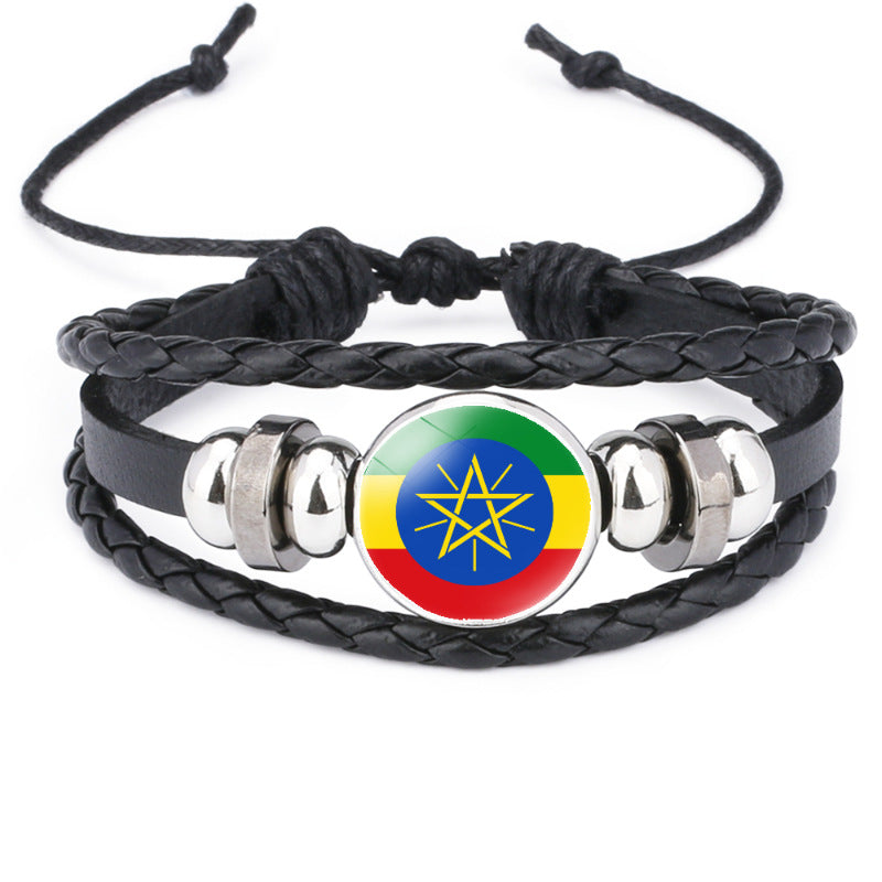 African National Flag Leather Bracelet