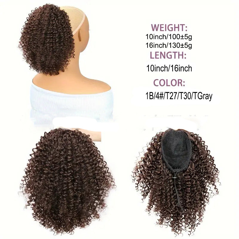 Afro Curly Drawstring Ponytail Wig