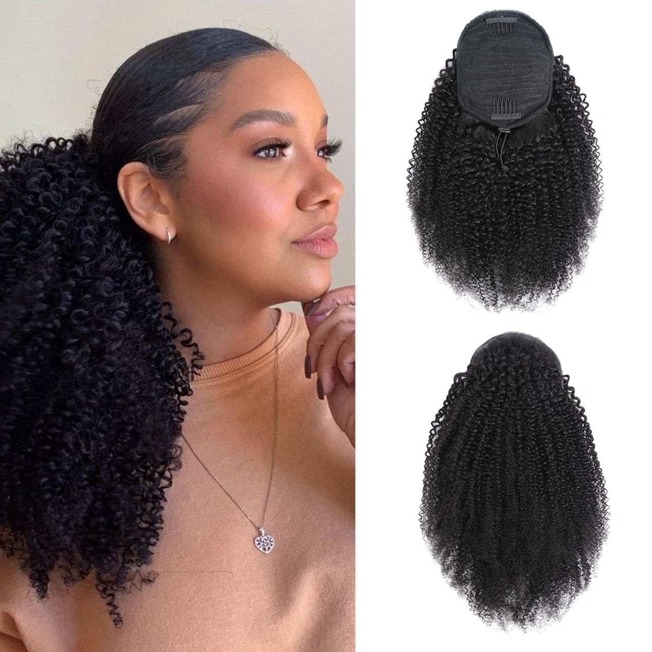 Afro Curly Drawstring Ponytail Wig
