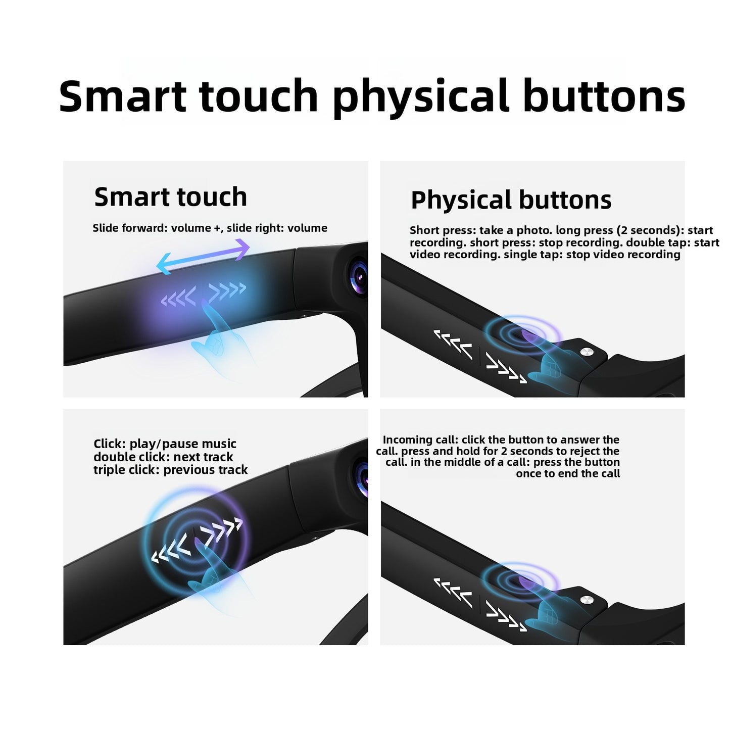 AI Smart Glasses with Camera and Bluetooth