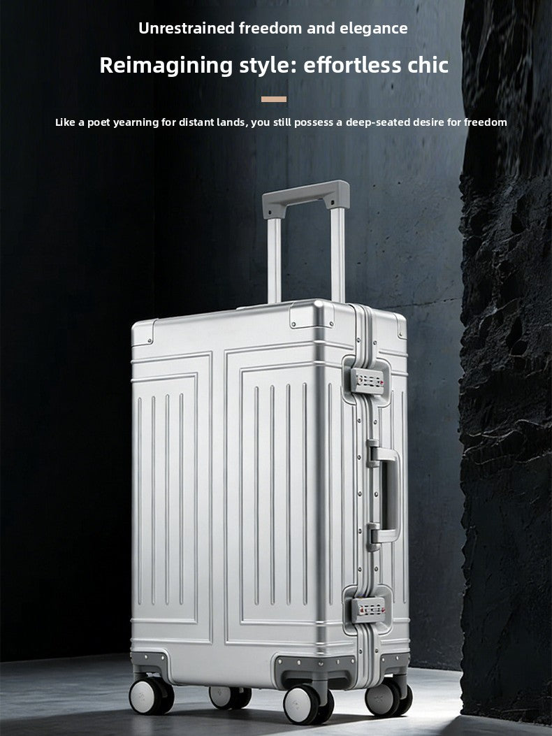 All-Aluminum-Magnesium Alloy Telescopic Handle Luggage with 360-Degree Swivel Wheels