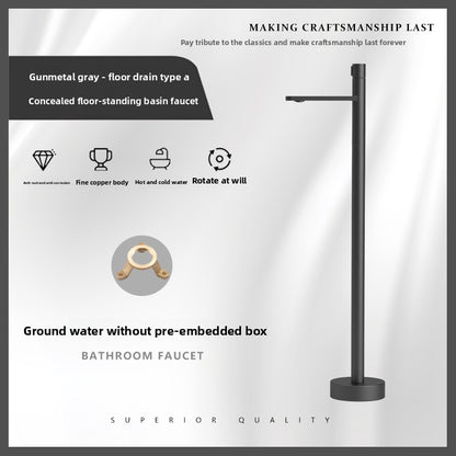 All-Copper Hot and Cold Bathtub Faucet, Vertical Freestanding Tub-Fill and Shower Set