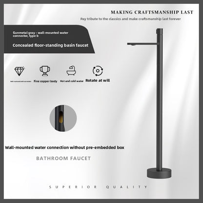 All-Copper Hot and Cold Bathtub Faucet, Vertical Freestanding Tub-Fill and Shower Set