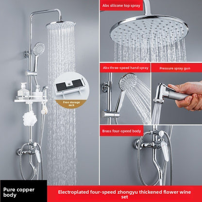 All-Copper Shower Set with Multiple Spray Modes