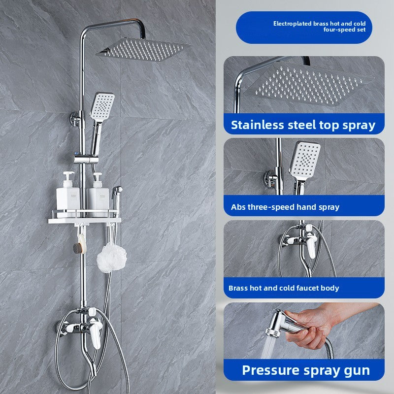 All-Copper Shower Set with Multiple Spray Modes