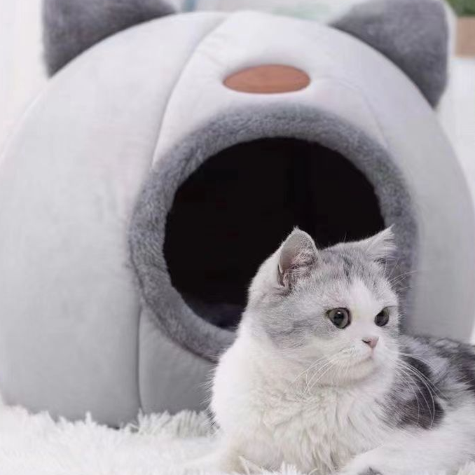 All-Season Warm Cat Bed with Cushion