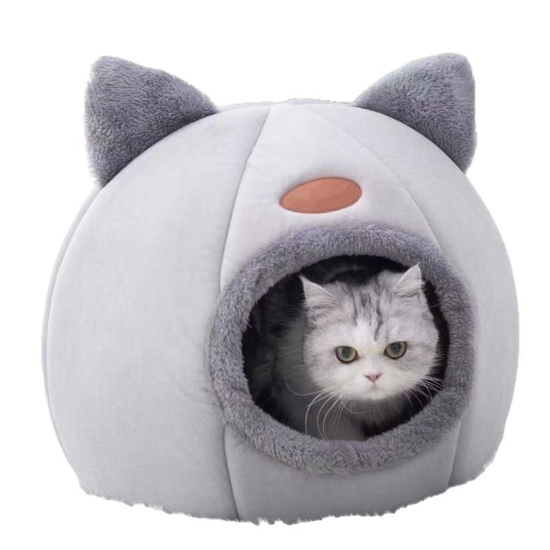 All-Season Warm Cat Bed with Cushion