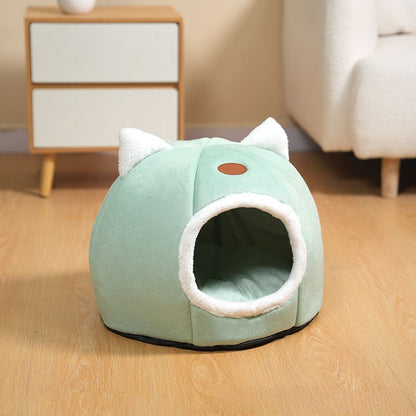 All-Season Warm Cat Bed with Cushion