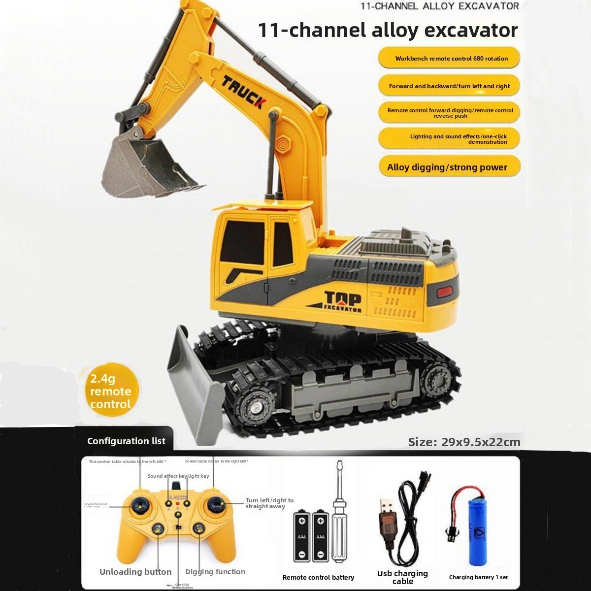 Alloy remote control excavator toy car