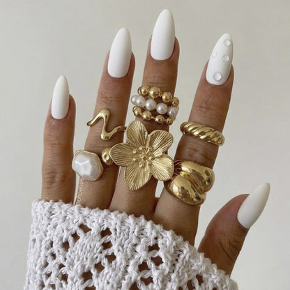 Alloy Shell Motif Ring Sets