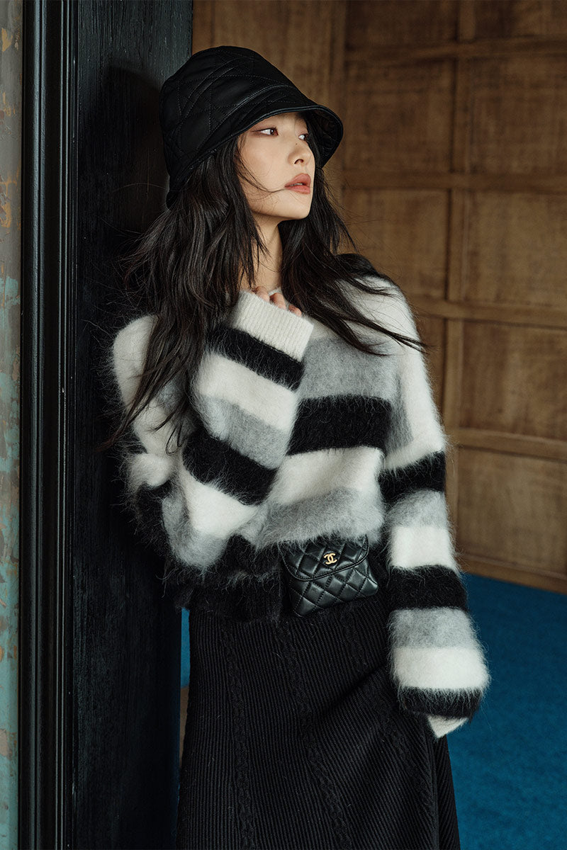 Alpaca Wool Striped Pullover Sweater