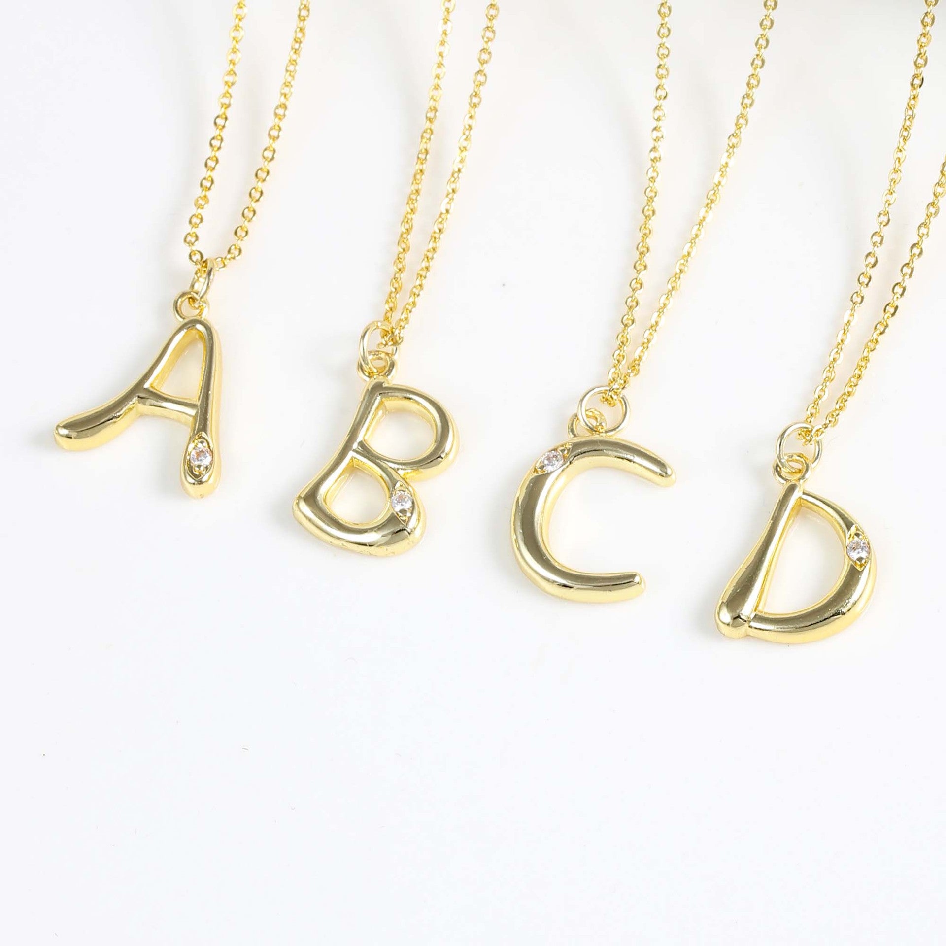 Alphabet Letter Gold Plated Pendant Necklace