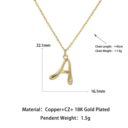 Alphabet Letter Gold Plated Pendant Necklace