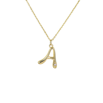Alphabet Letter Gold Plated Pendant Necklace