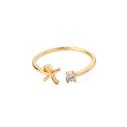 Alphabet Letter Ring Gold Plated Zinc Alloy Jewelry