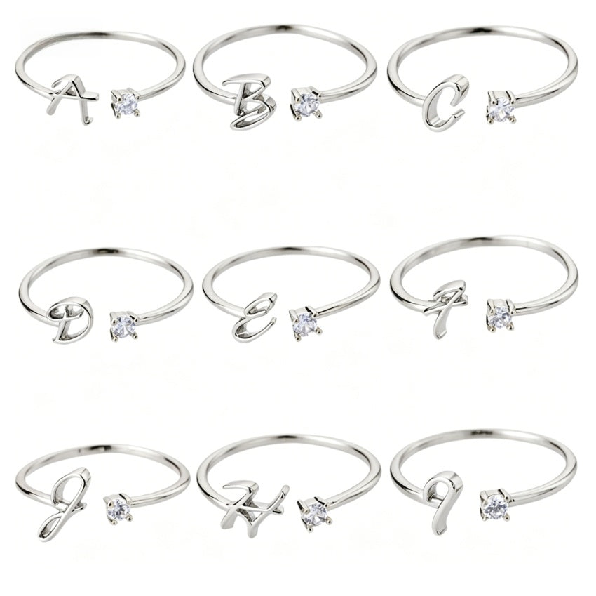 Alphabet Letter Ring Gold Plated Zinc Alloy Jewelry