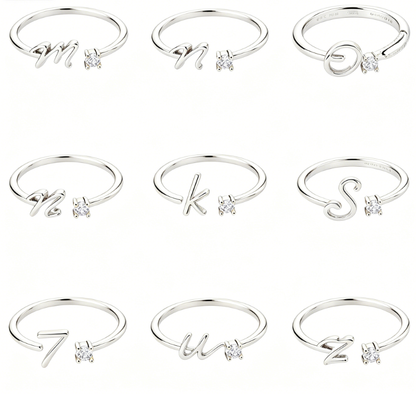 Alphabet Letter Ring Gold Plated Zinc Alloy Jewelry