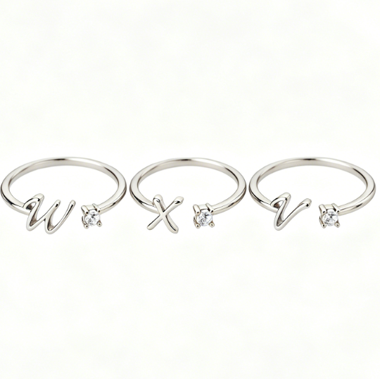 Alphabet Letter Ring Gold Plated Zinc Alloy Jewelry