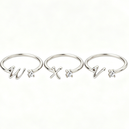 Alphabet Letter Ring Gold Plated Zinc Alloy Jewelry