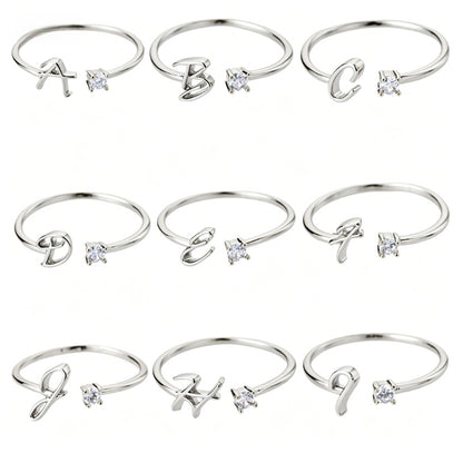 Alphabet Letter Ring Gold Plated Zinc Alloy Jewelry