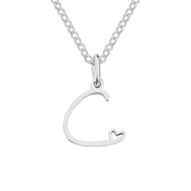 Alphabet Letter Stainless Steel Necklace
