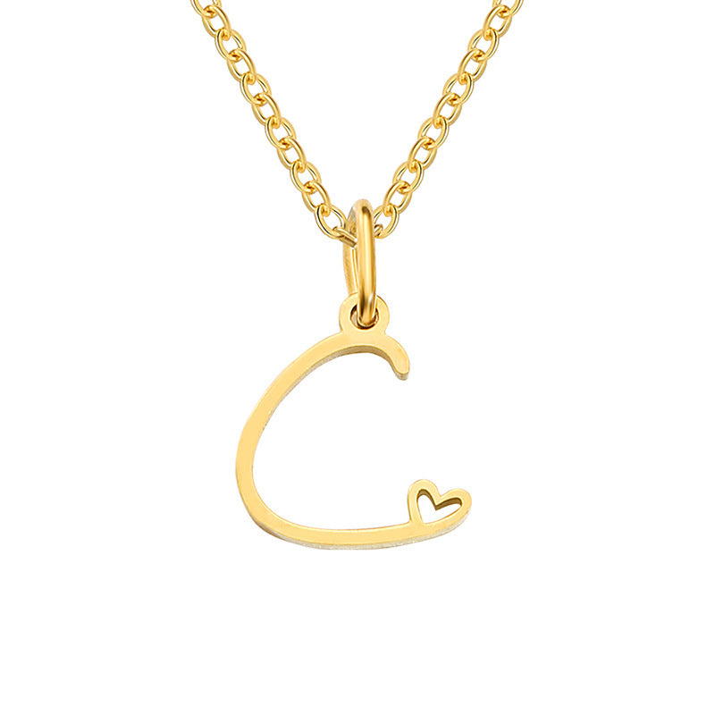 Alphabet Letter Stainless Steel Necklace
