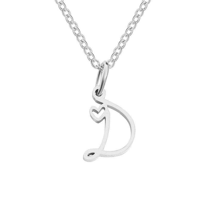 Alphabet Letter Stainless Steel Necklace