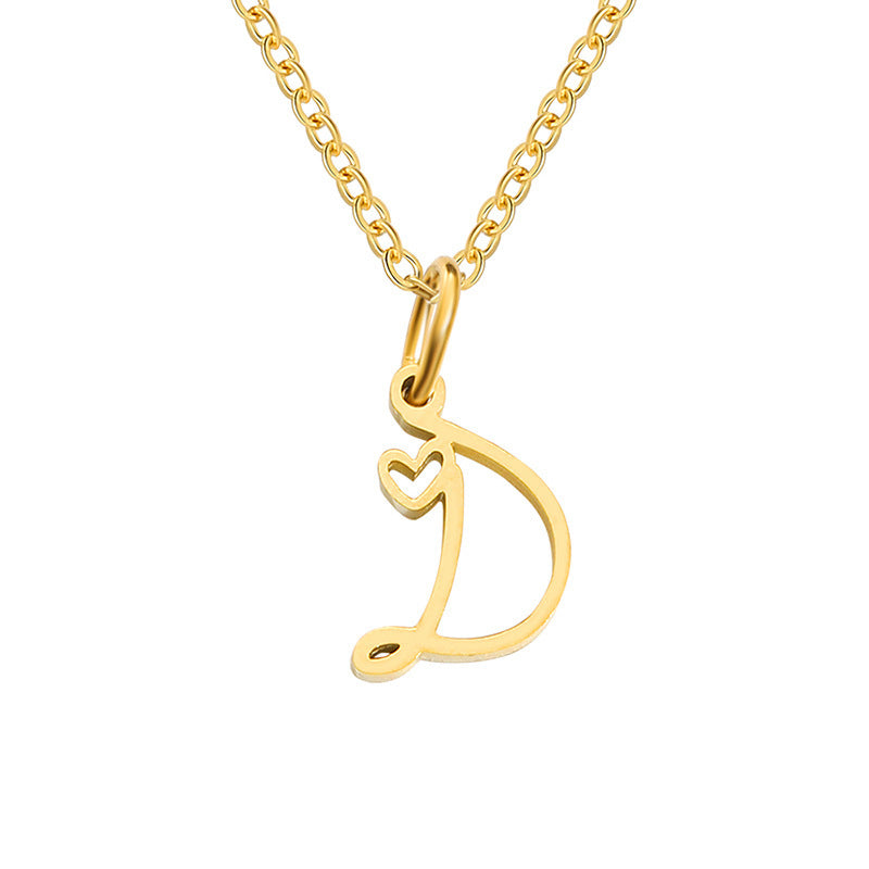 Alphabet Letter Stainless Steel Necklace
