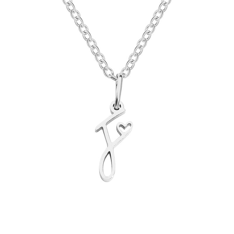 Alphabet Letter Stainless Steel Necklace