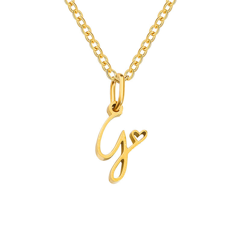 Alphabet Letter Stainless Steel Necklace