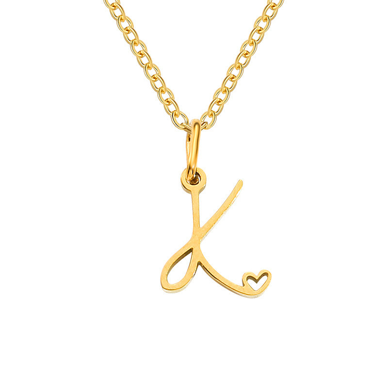 Alphabet Letter Stainless Steel Necklace