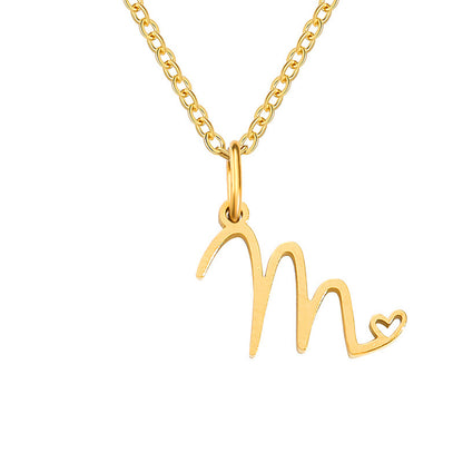 Alphabet Letter Stainless Steel Necklace